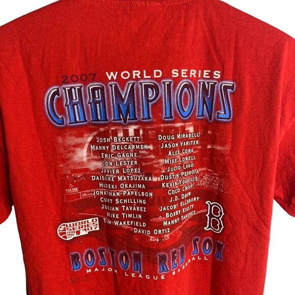 World Series 2007 Boston Red Sox T Shirt M Red Crewneck Baseball Short Sleeve - Picture 4 of 7